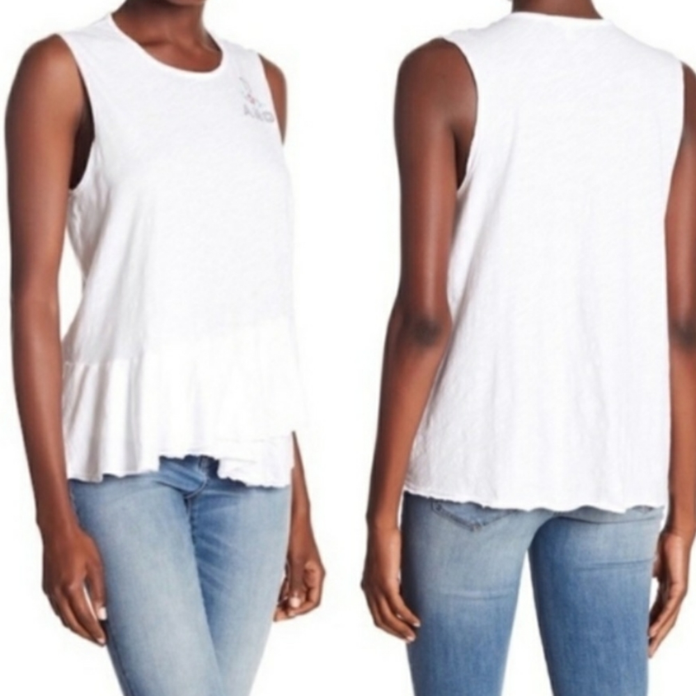 Sundry Ti Amo Ruffle Peplum Hem Tank Top